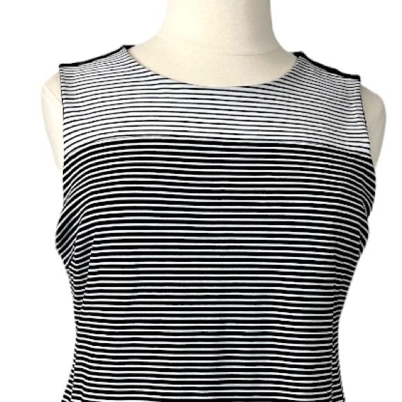 Isaac Mizrahi IMNYC Women's Black White Stripe Ponte Knit Sheath Dress Size XL - Picture 5 of 11